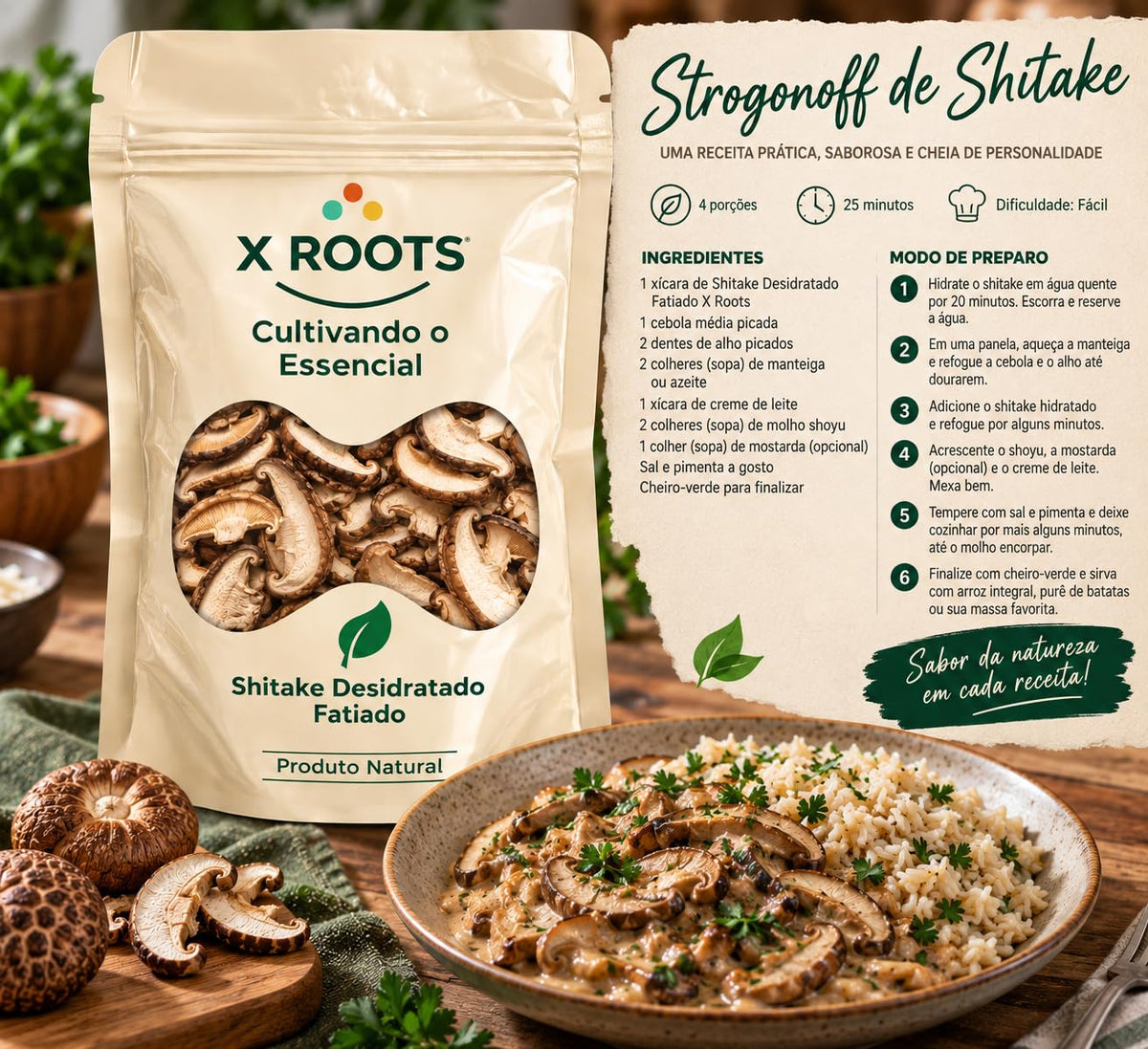Shitake Fatiado Desidratado X Roots