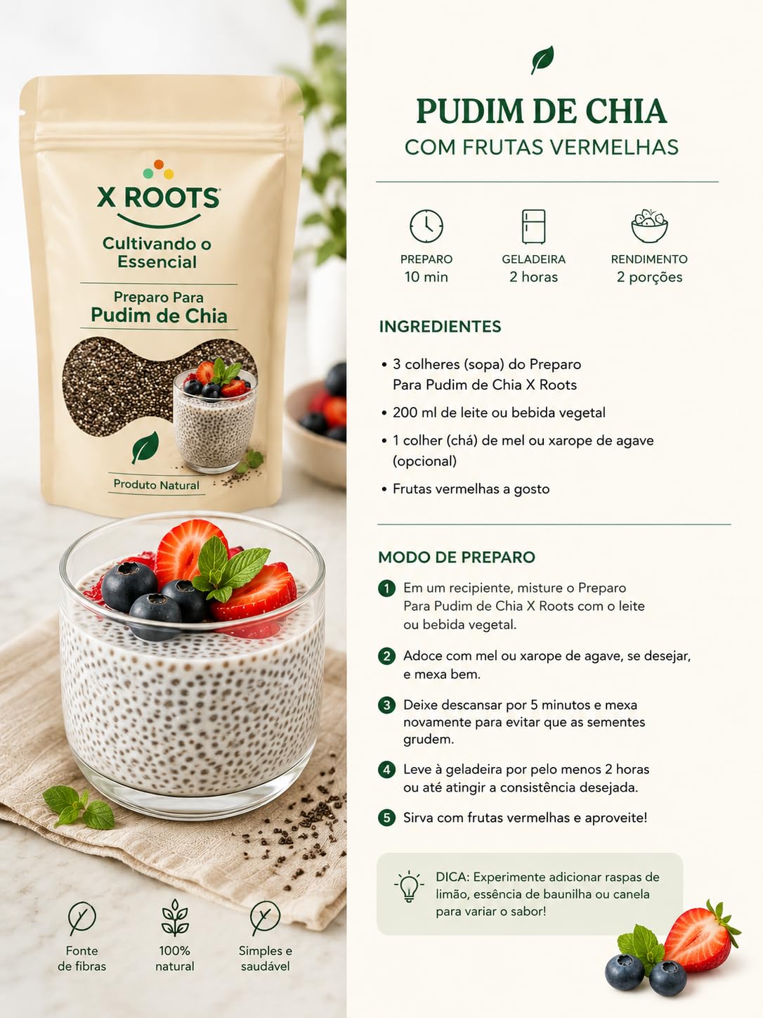 Preparo para Pudim de Chia em Pó X Roots
