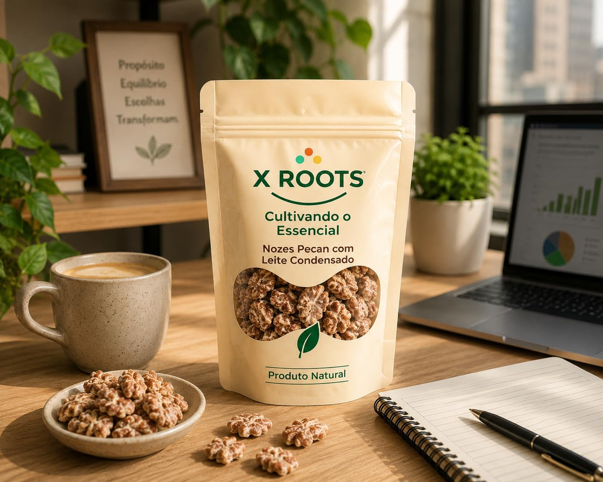 Nozes Pecan com Cobertura de Leite Condensado X Roots