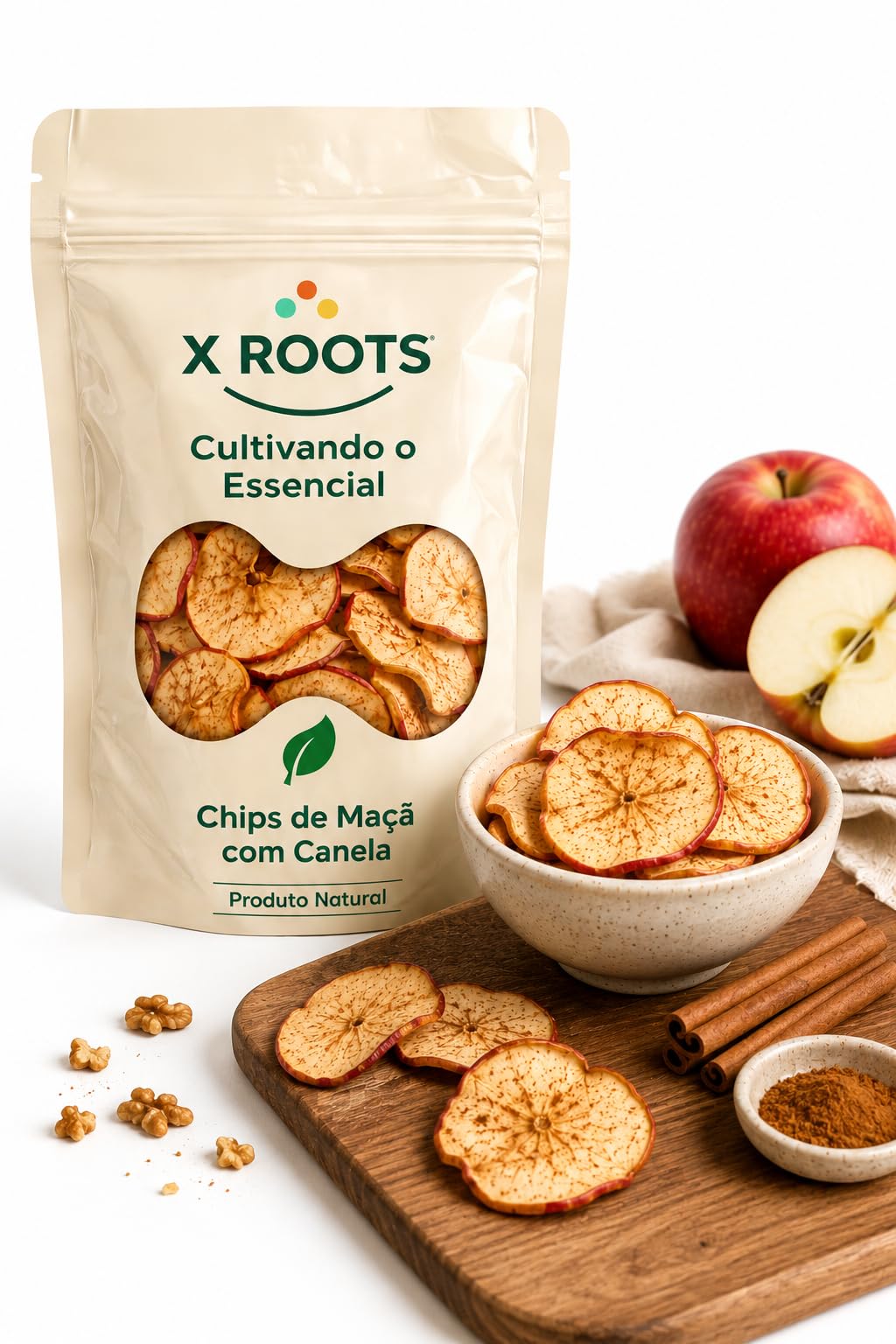 Chips de Maçã com Canela X Roots