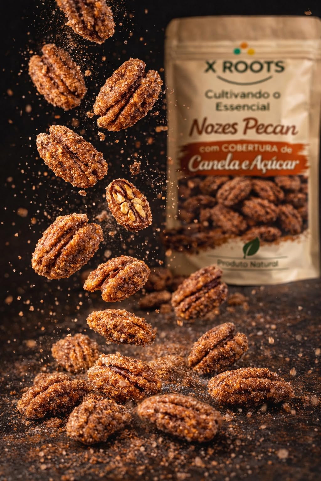 Nozes Pecan com Canela e Açúcar X Roots
