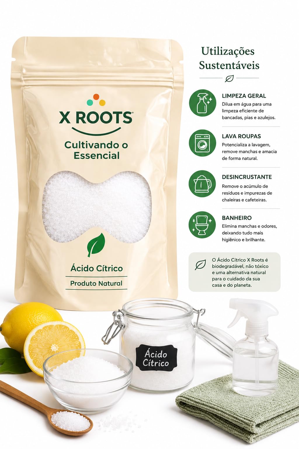 Ácido Cítrico Anidro Alimentício X Roots