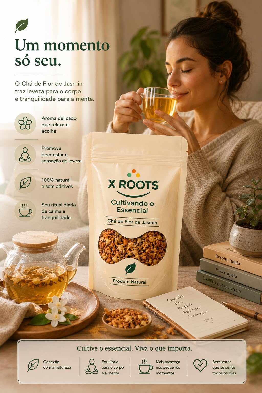 Chá de Flor de Jasmim X Roots