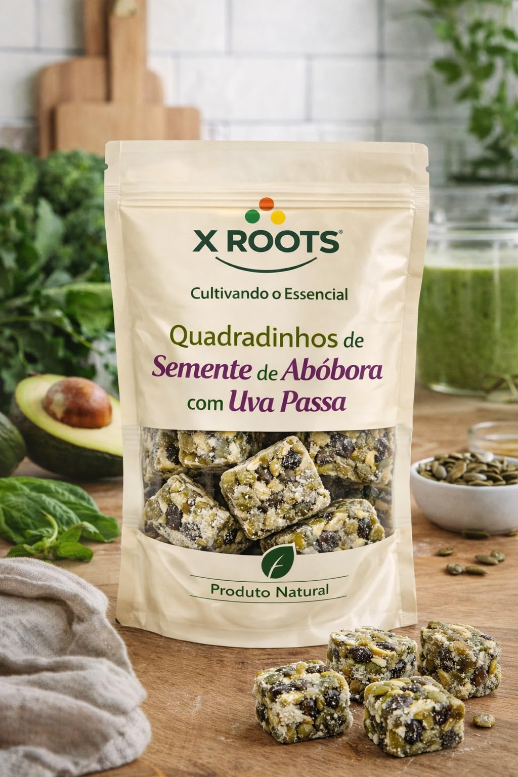 Snack de Semente de Abóbora com Uva Passa X Roots