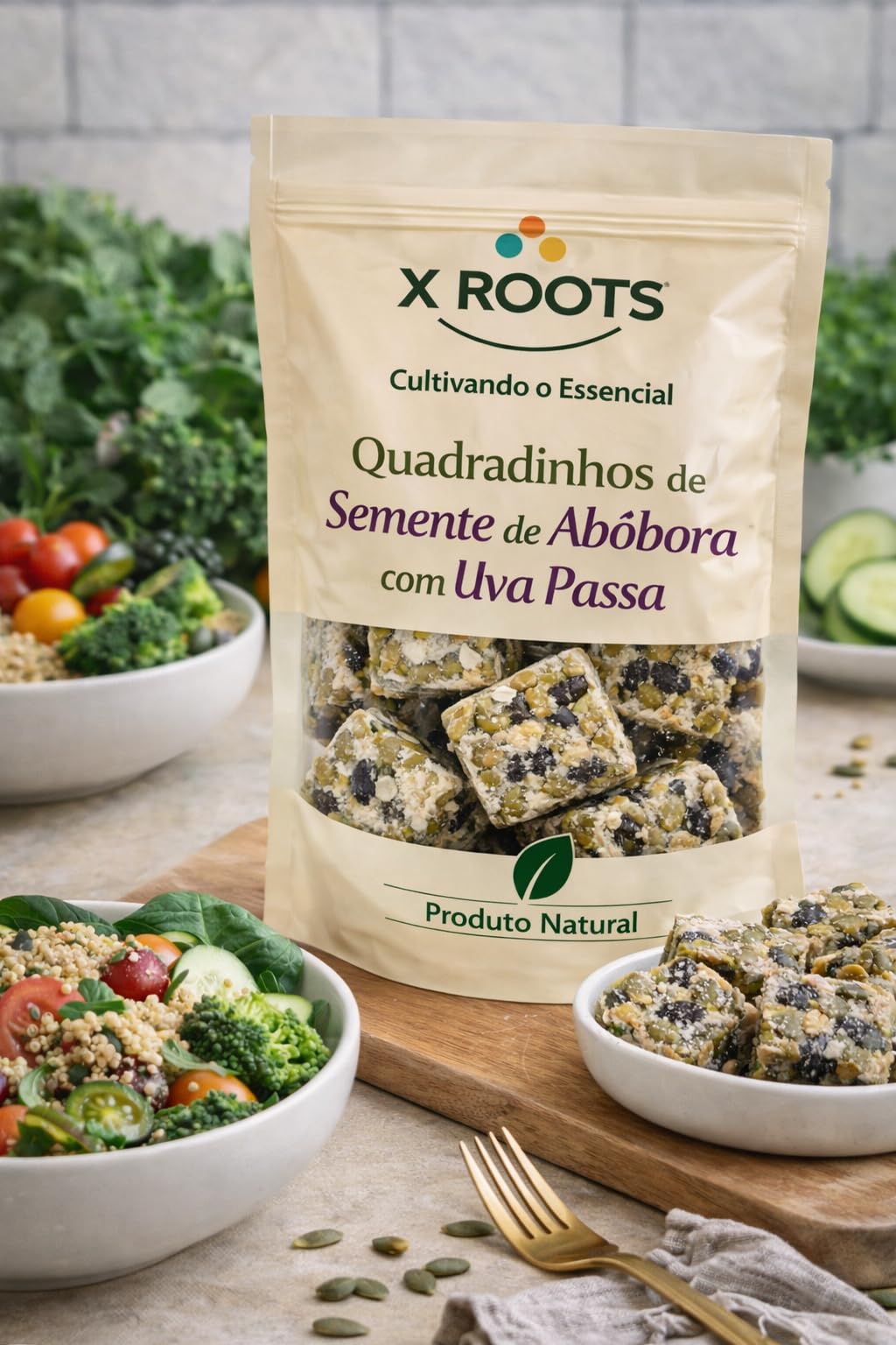 Snack de Semente de Abóbora com Uva Passa X Roots