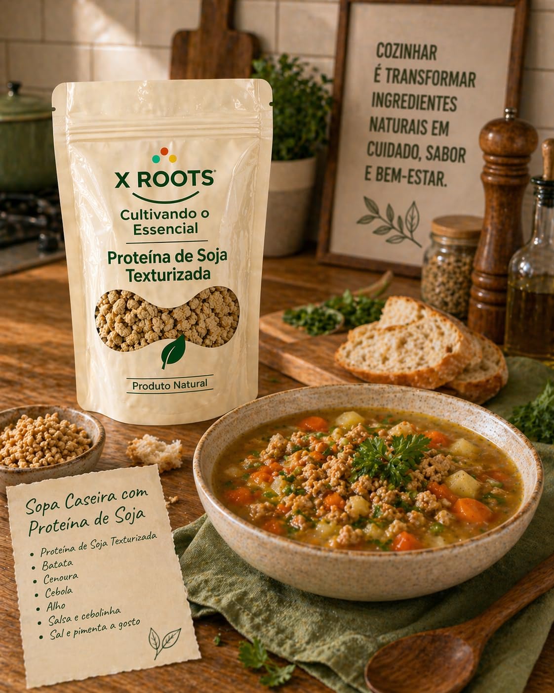 Proteína de Soja Clara Texturizada X Roots