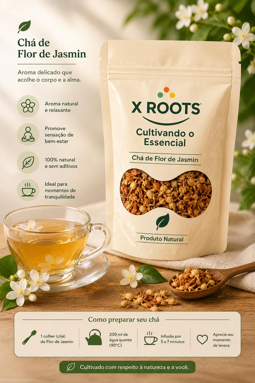 Chá de Flor de Jasmim X Roots