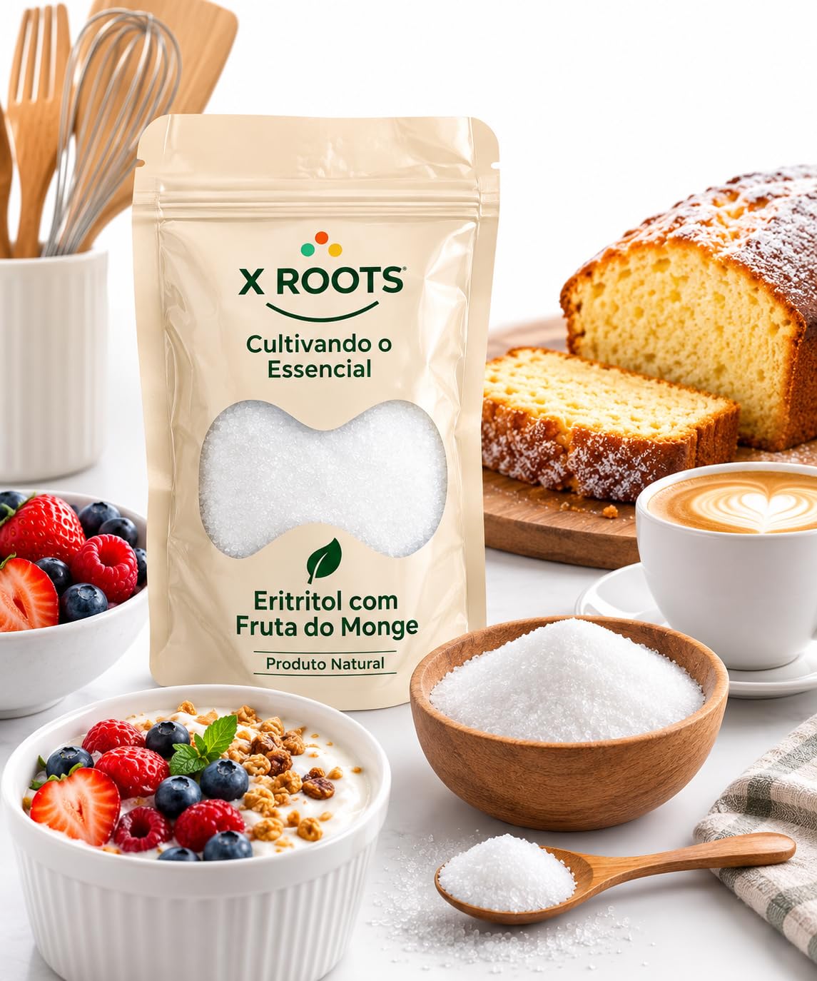 Adoçante Eritritol com Fruta do Monge Zero Kcal X Roots