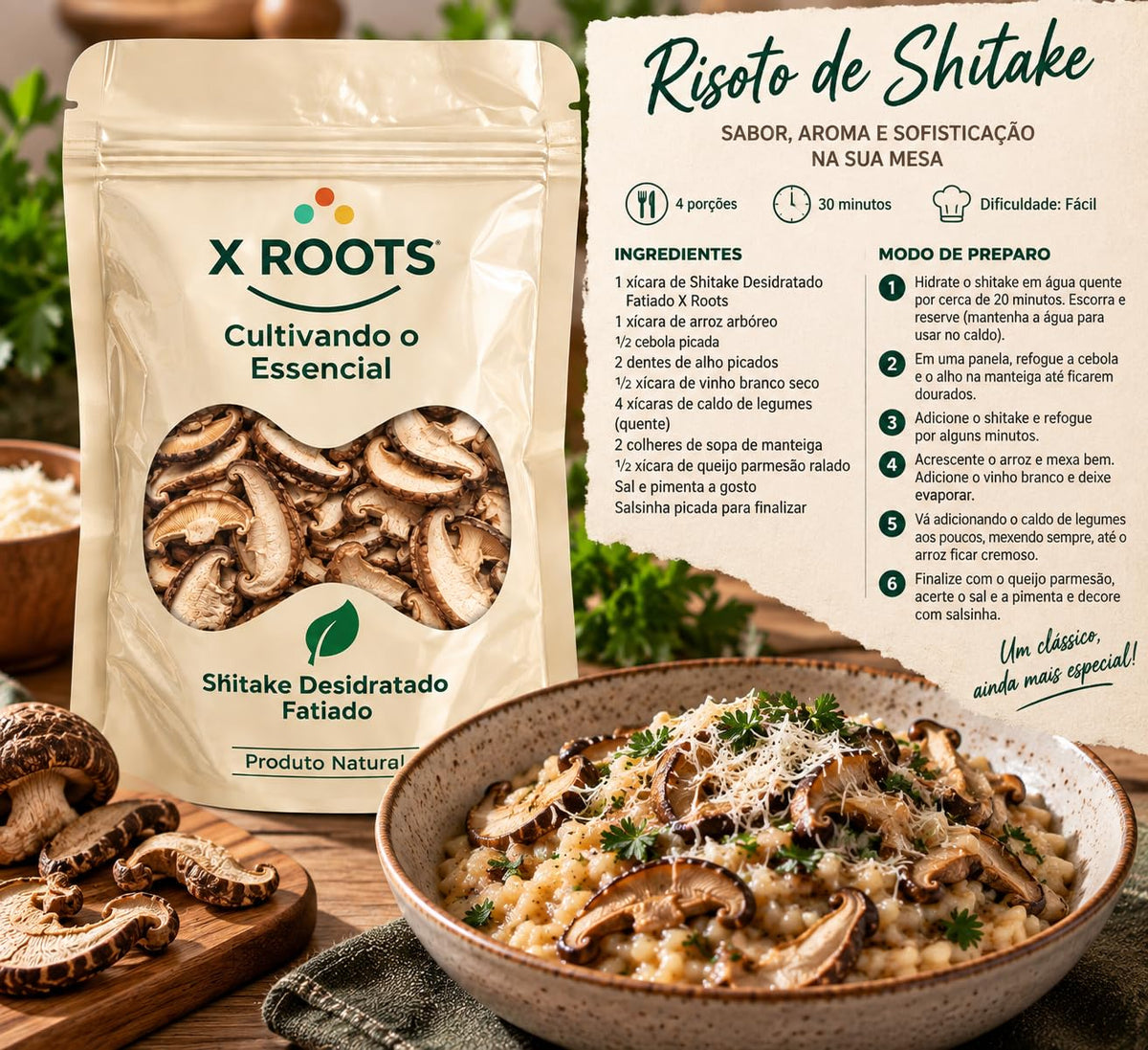 Shitake Fatiado Desidratado X Roots