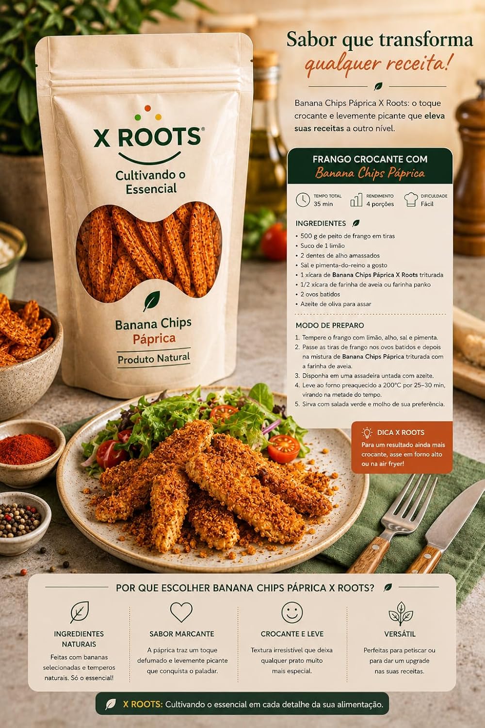 Banana Chips Sabor Páprica X Roots