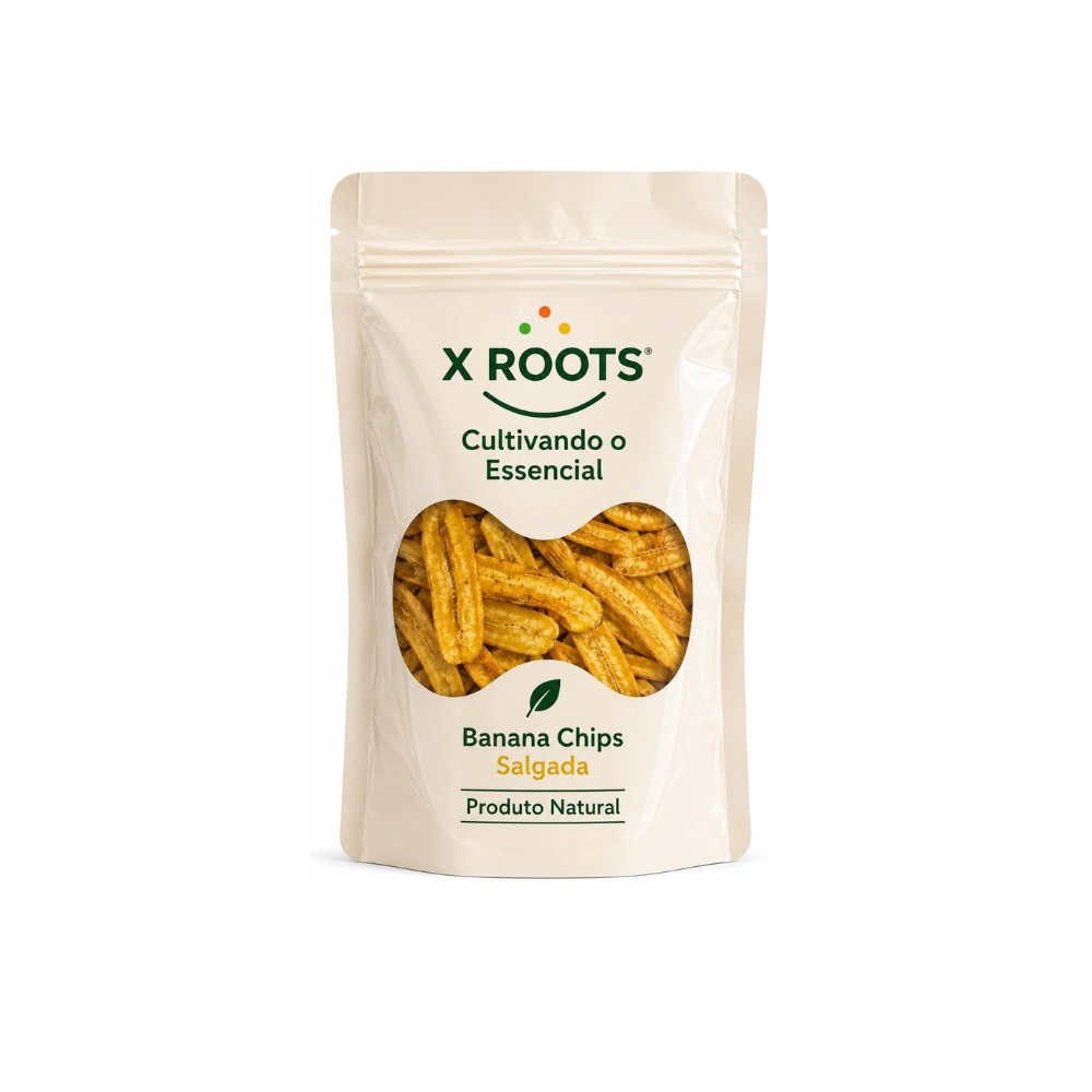Banana Chips Salgada Crocante X-Roots – O Snack Prático