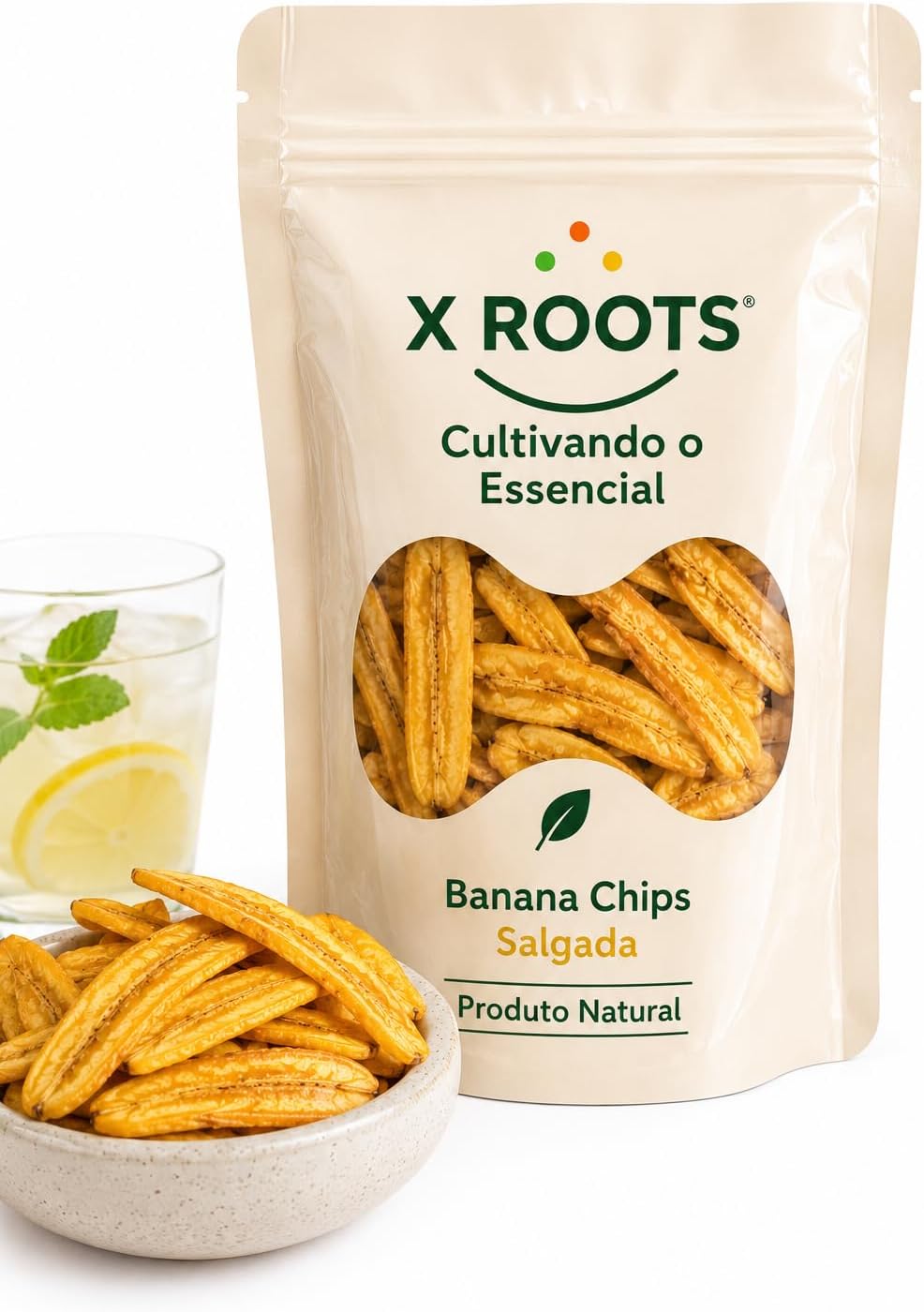 Banana Chips Salgada Crocante X-Roots – O Snack Prático