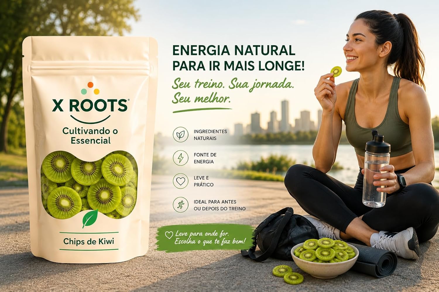Chips de Kiwi Liofilizado X-Roots 