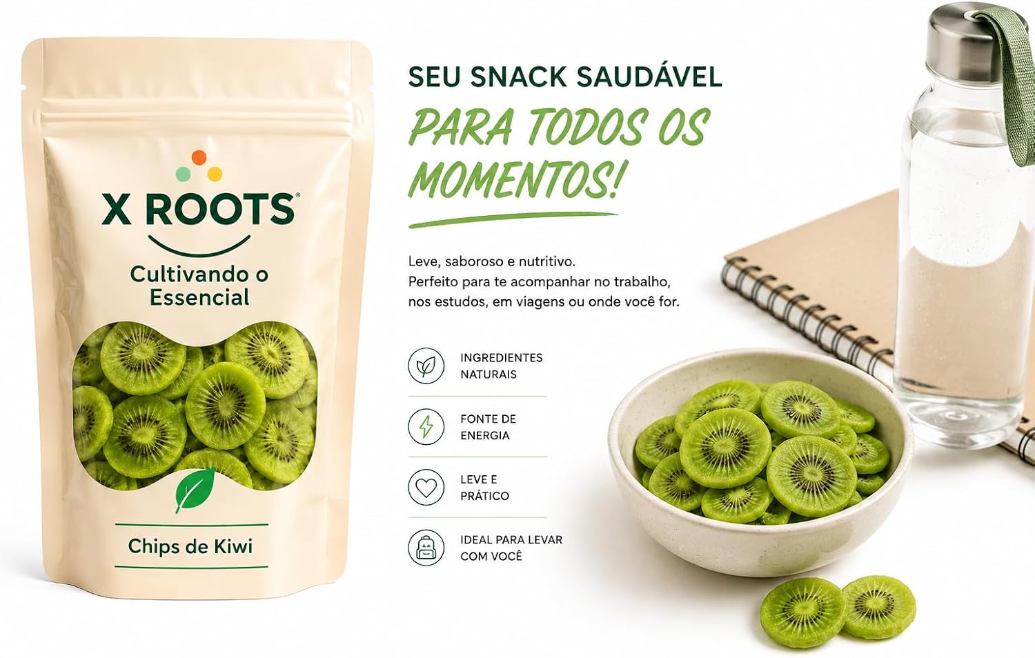 Chips de Kiwi Liofilizado X-Roots 