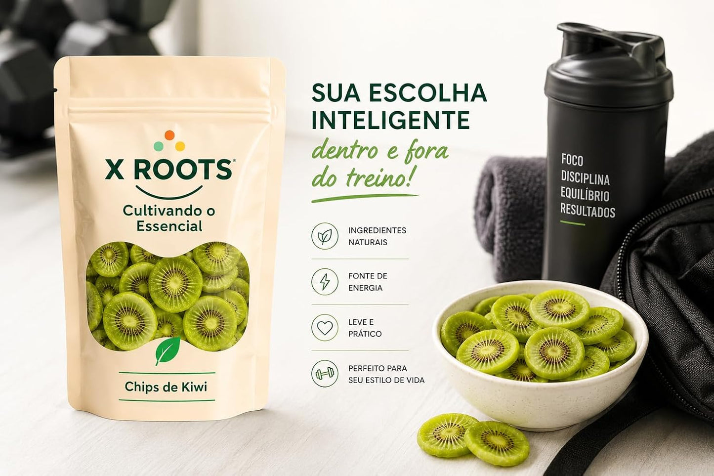 Chips de Kiwi Liofilizado X-Roots 