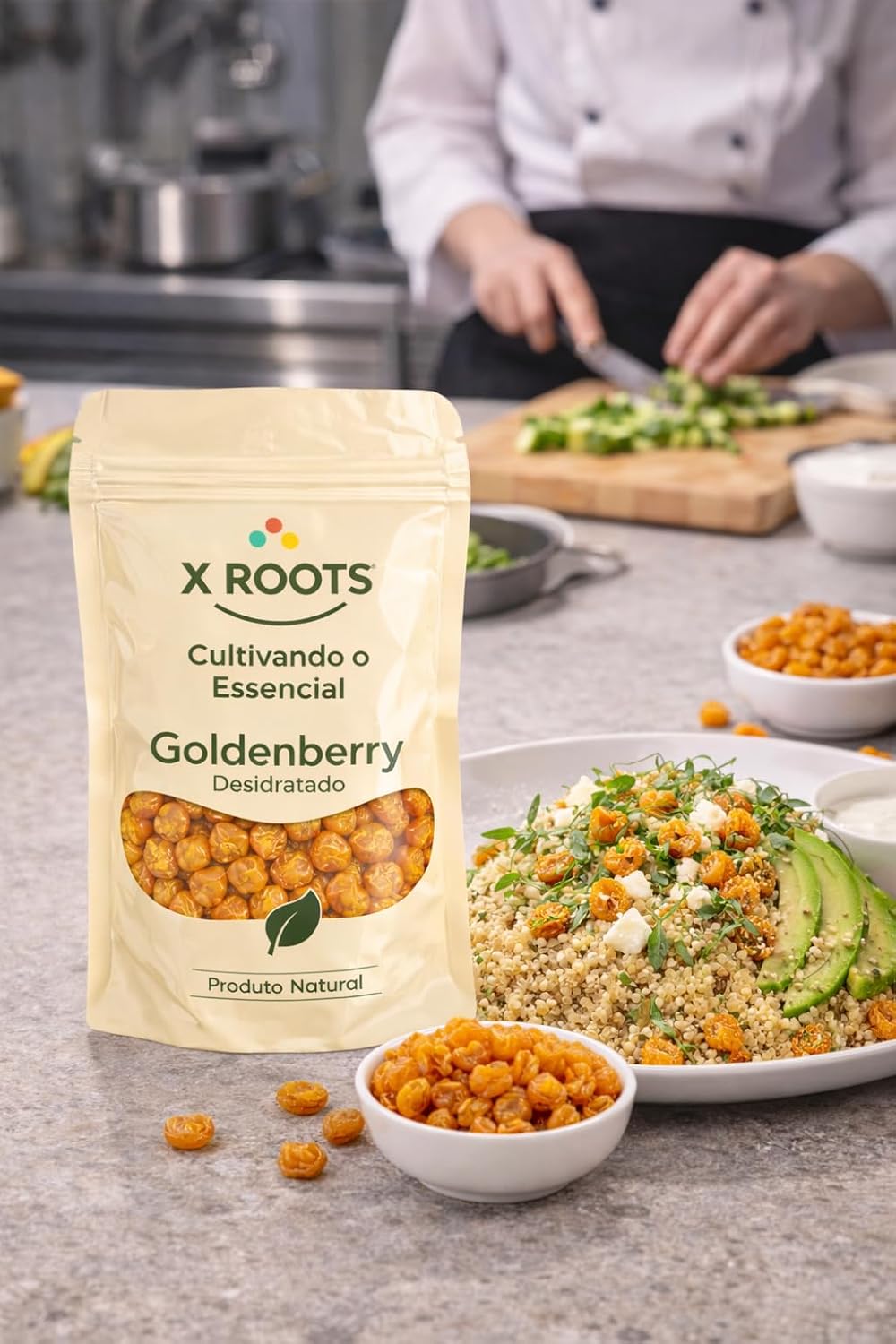 Goldenberry Desidratada X-Roots – Superfruta Exótica Agridoce, Rica em Fibras e Antioxidantes