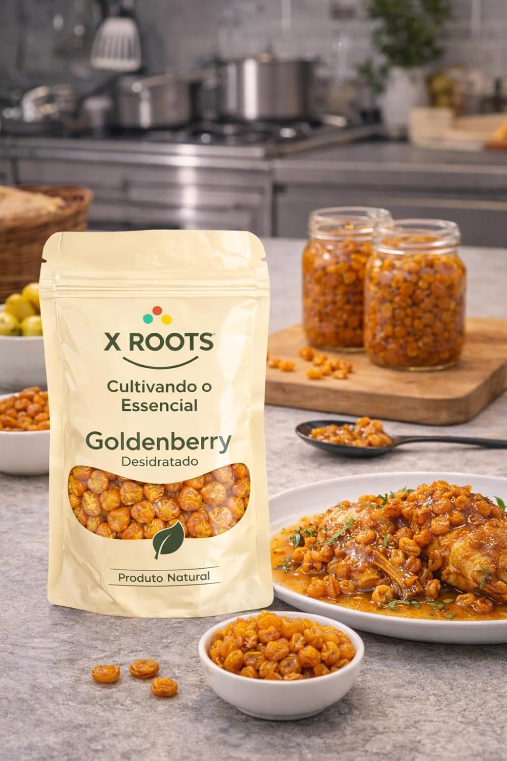 Goldenberry Desidratada X-Roots – Superfruta Exótica Agridoce, Rica em Fibras e Antioxidantes
