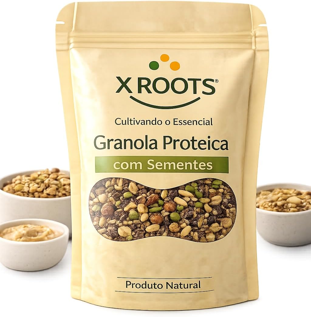Granola Proteica com Sementes X-Roots – Mix Crocante de Grãos