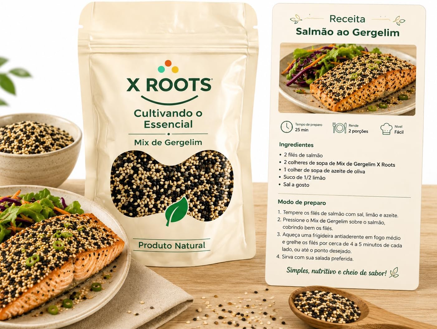 Mix de Gergelim Branco, Preto e Integral X-Roots