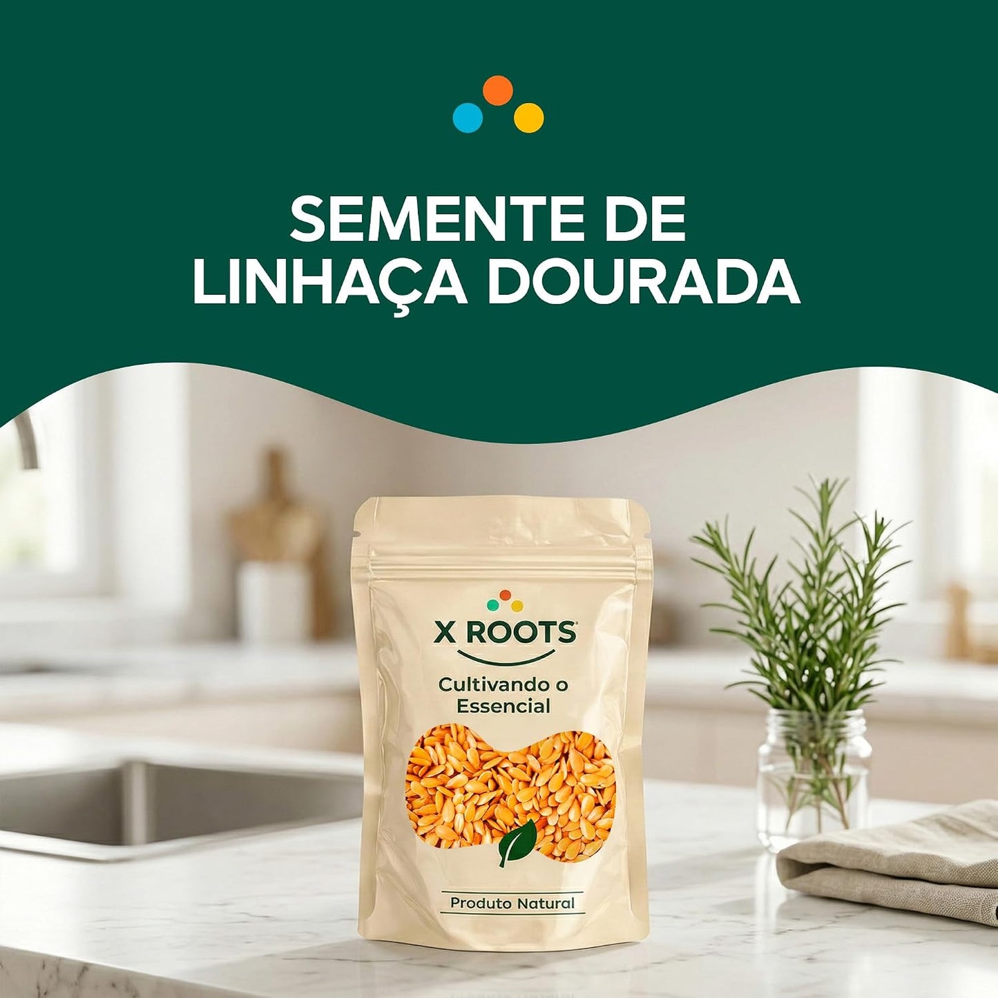 Semente de Linhaça Dourada X-Roots 